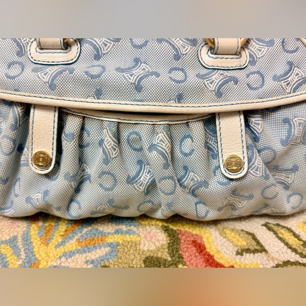 SOLD CELINE Vintage Y2K C Macadam Light Blue & White Cotton Canvas White - Picture 2 of 16